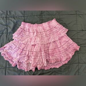 LOVE-SHACK FANCY Purple Ruffle Mini Skirt Size Small